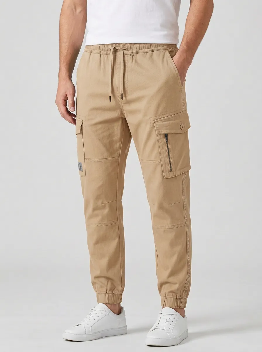 Streetwear Multi Pocket Graphic Print Silhouette Men's Cargo Jogger Pants