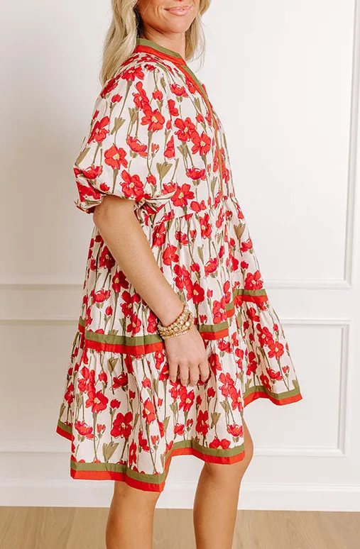 Cotton Floral Pocketed Mini Dress