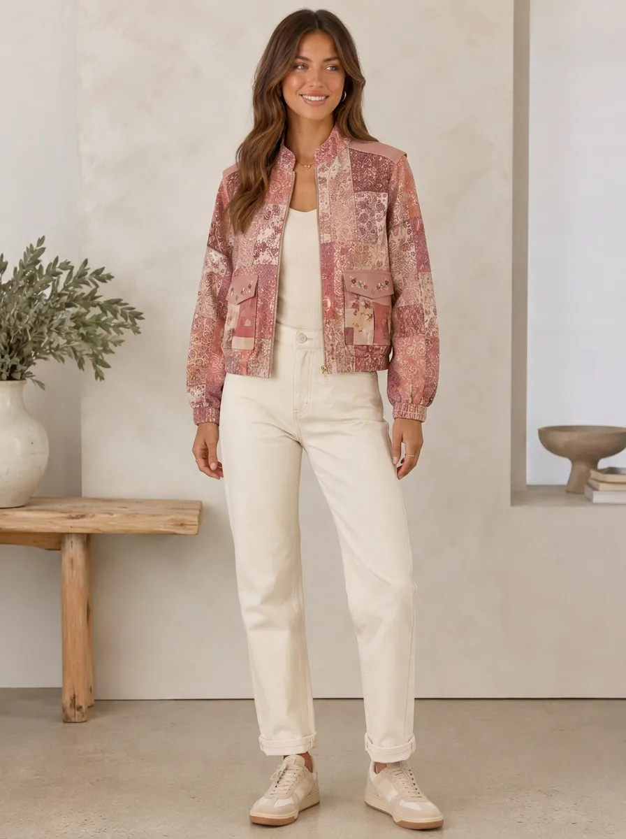 Women's Boho Style Floral Patchwork Printed Jacket