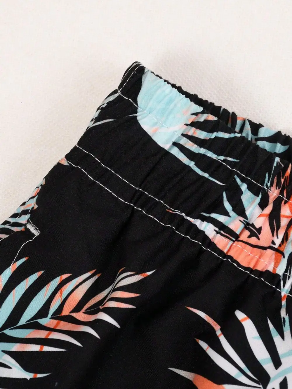 Men's Tropical Drawstring Print Swim Trunks