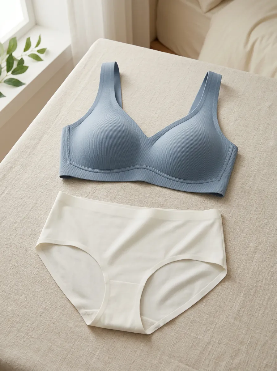 Women's Ribbed And Seamless Ribbed Lingerie Set