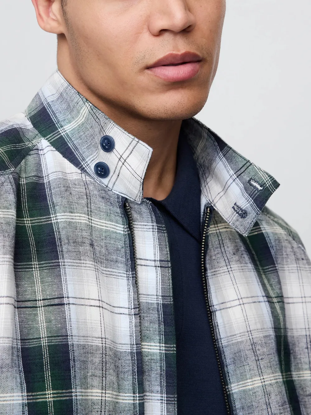 Stand Up Collar Plaid Jacket