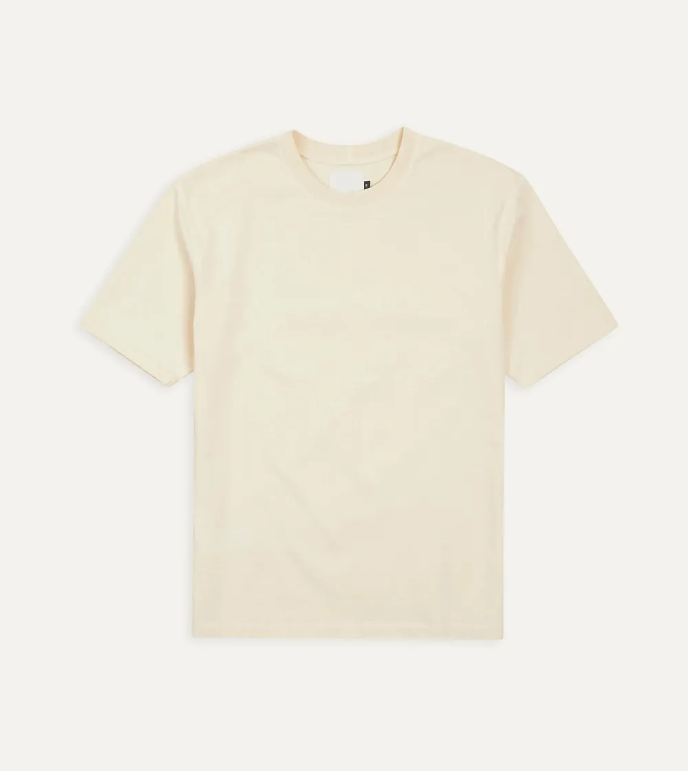 Casual Style Antique White Cotton Crew Neck Hiking T-Shirt