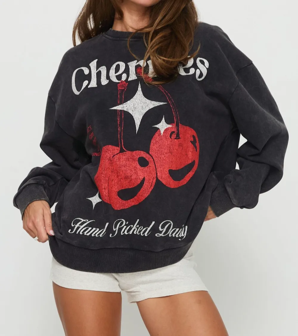 Cherry Detail Oversized Sweatshirt