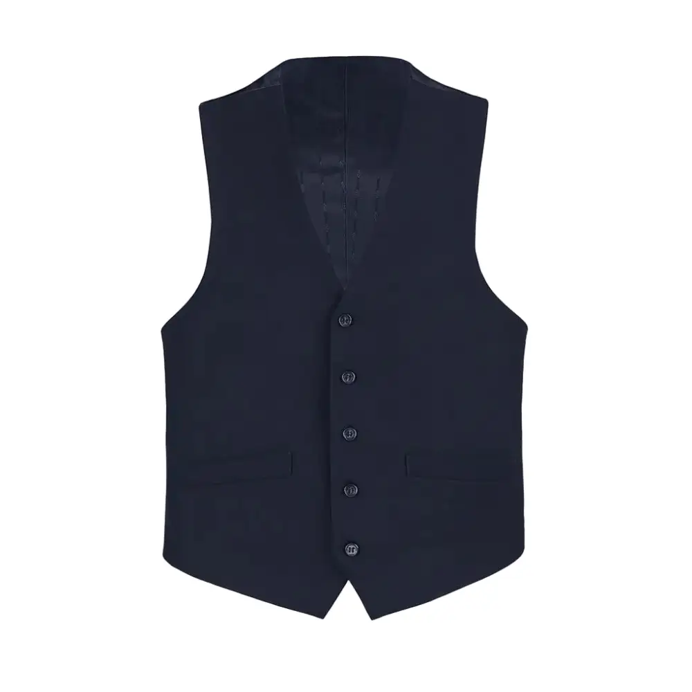 Dark Navy Regular Fit Five Button Dress Vest