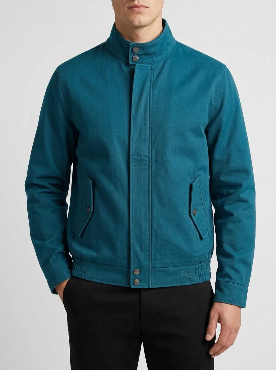 Men's Casual Minimalist Charcoal Stand Collar Cotton Jacket