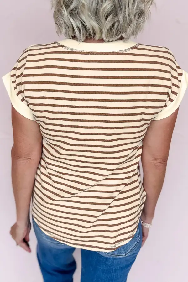 Half Buttons Round Neck Tee