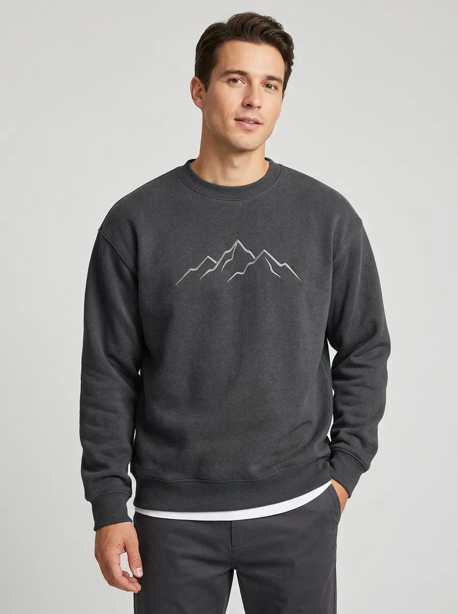 Men's Charcoal Mountain Graphic Crewneck Sweatshirt