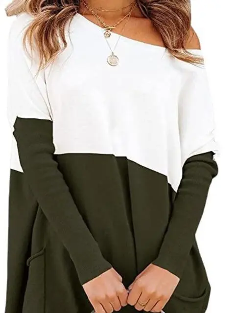 Pocket Detail Two Tone Sweater