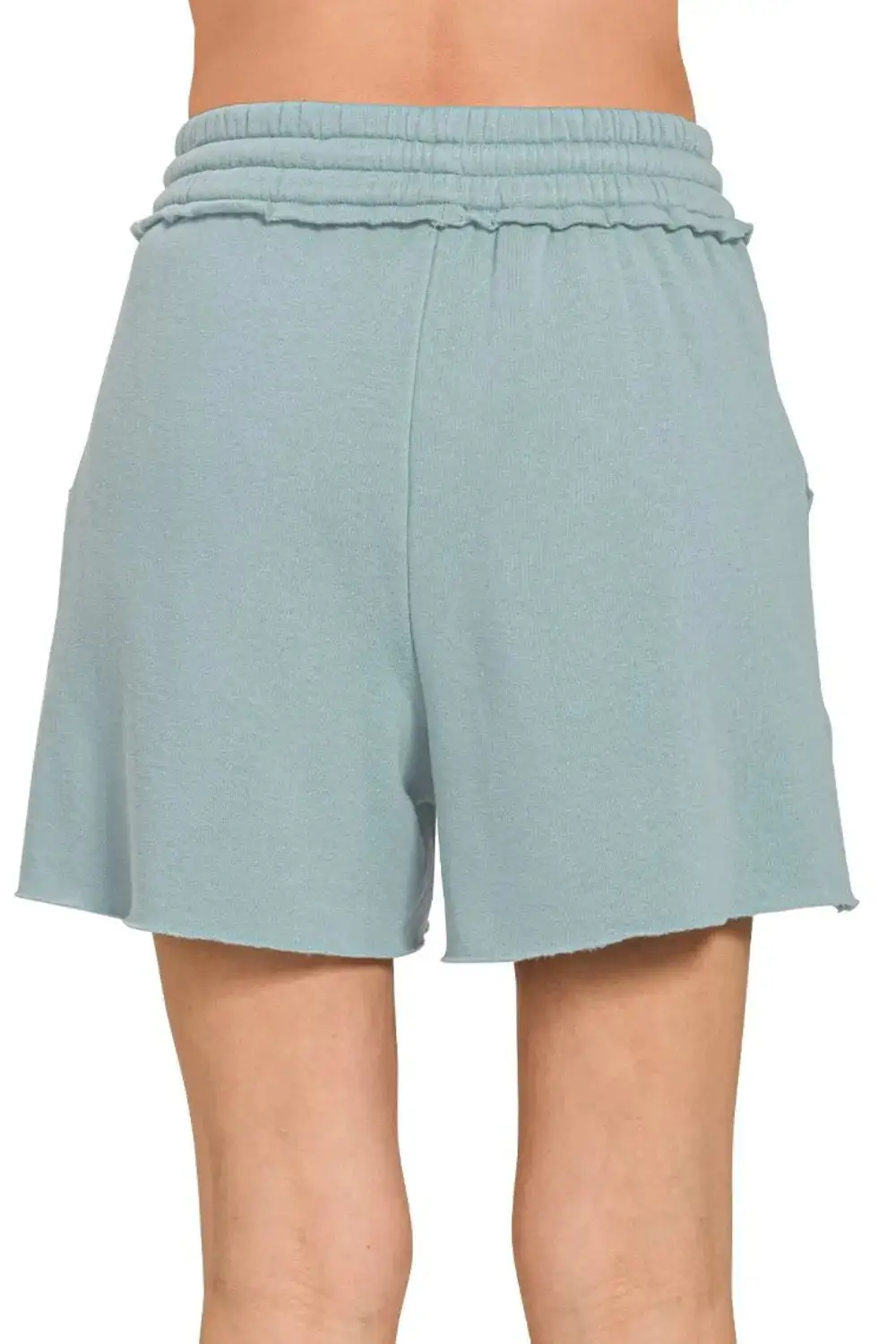 Fleece Raw Hem Draw String Shorts