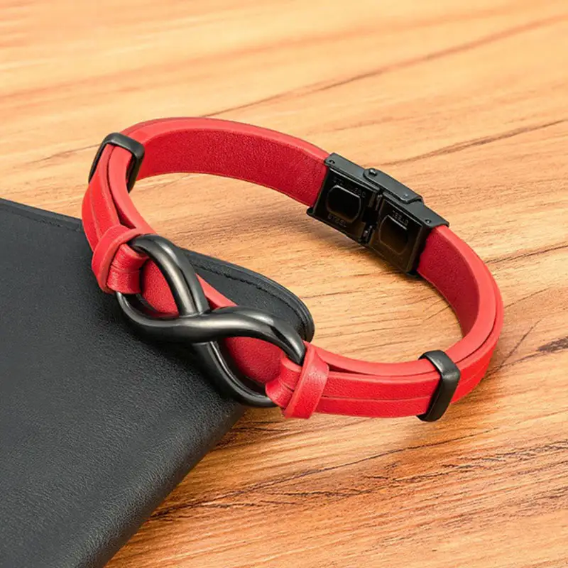 Infinitely Design Titanium Steel Leather Bracelet