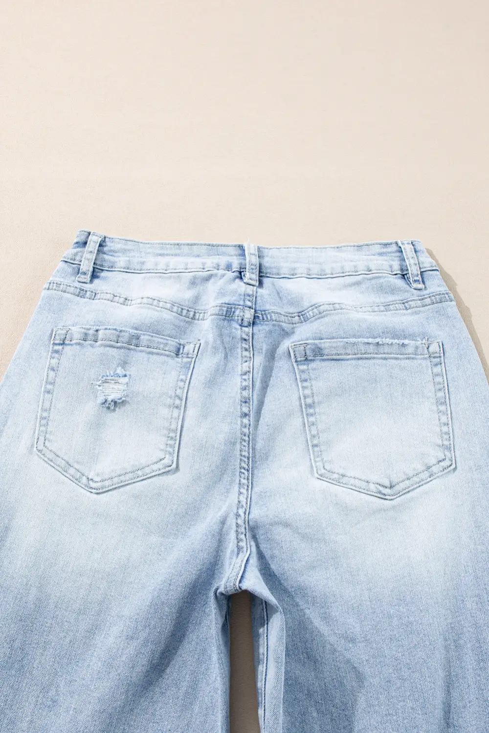 Women's Light Wash Distressed Straight Jeans