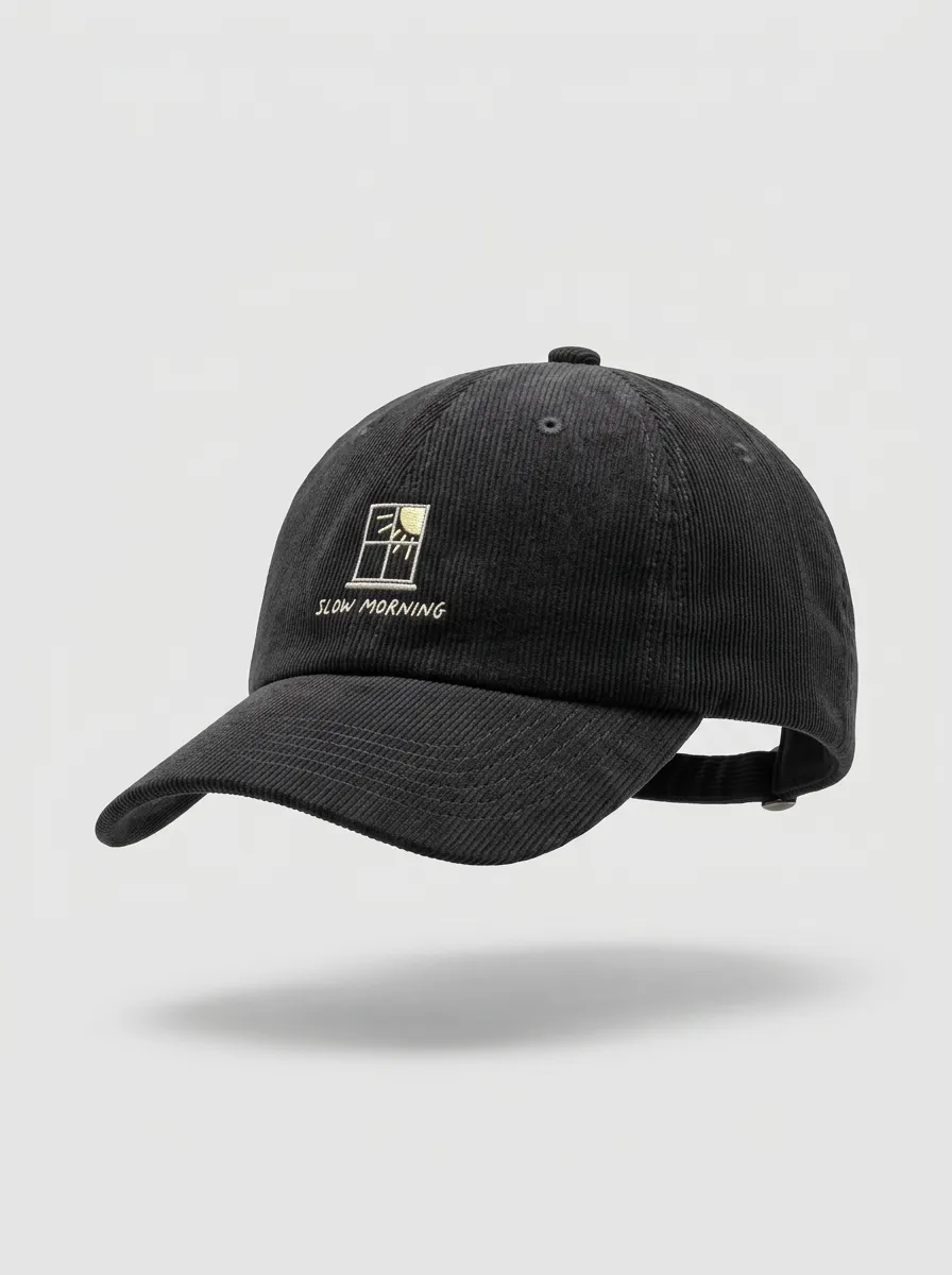 Slow-Morning Window-Motif Corduroy Embroidered Unisex Baseball Cap