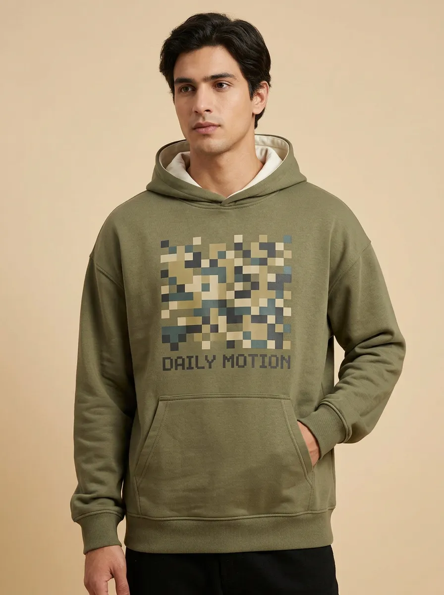Men's Pixel Art Daily Motion Camo Print Hoodie