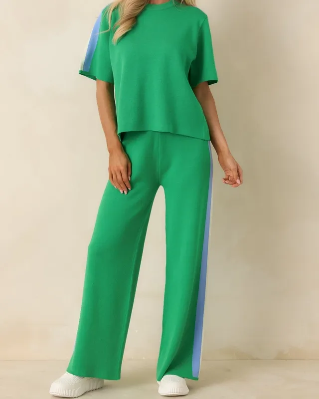 Green Multi Stripe Knit Top