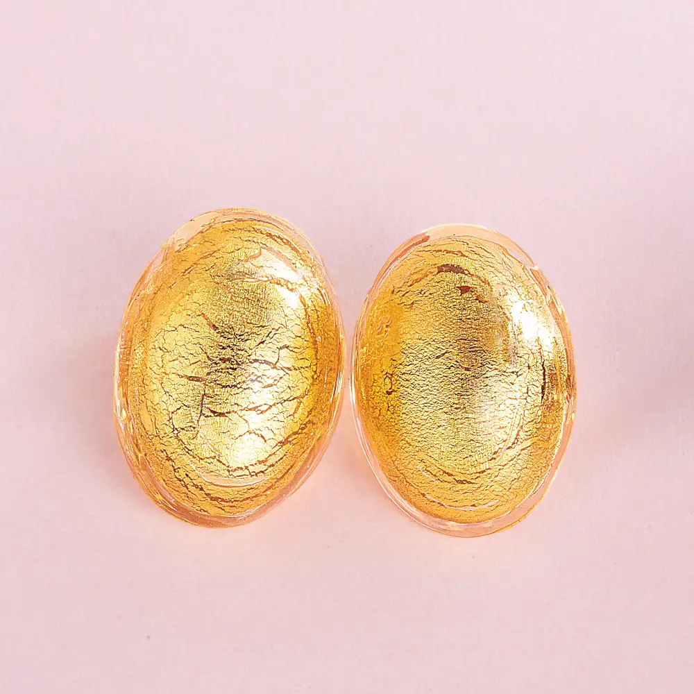 Modern Glass Oval Clip On Earrings