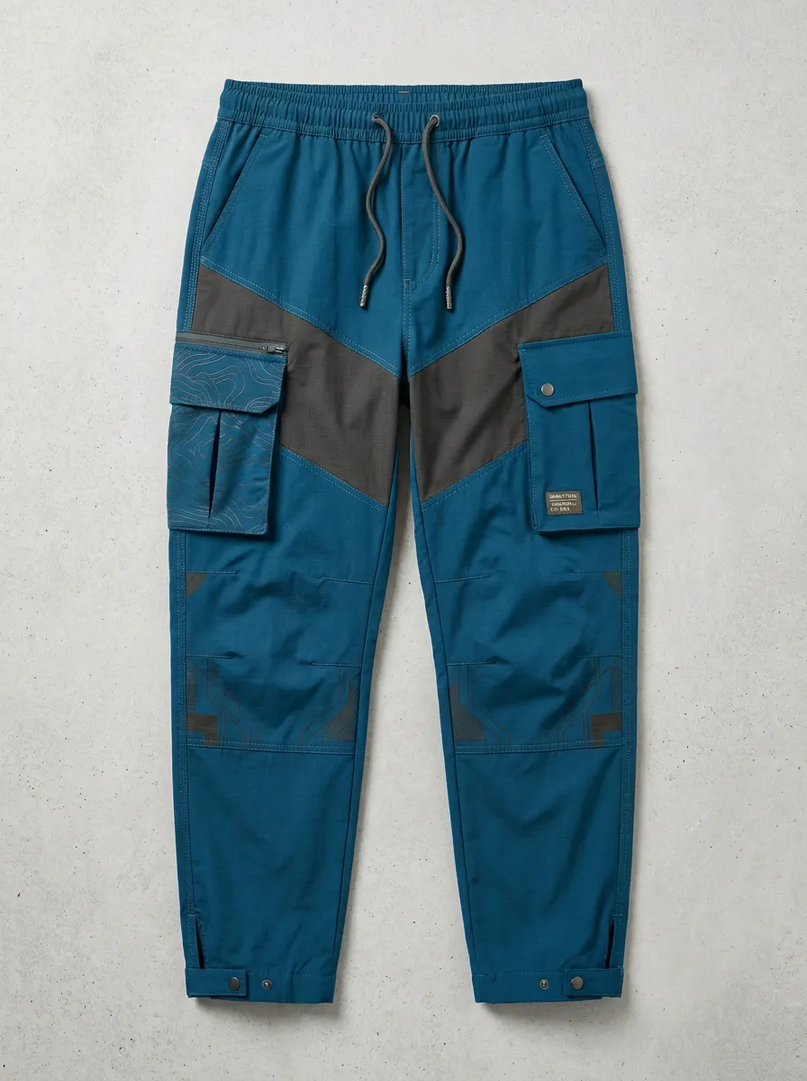 Men's Tactical Outdoor Topographic Printed Cargo Pants