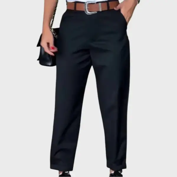 Straight Leg Striped High Waist Trousers