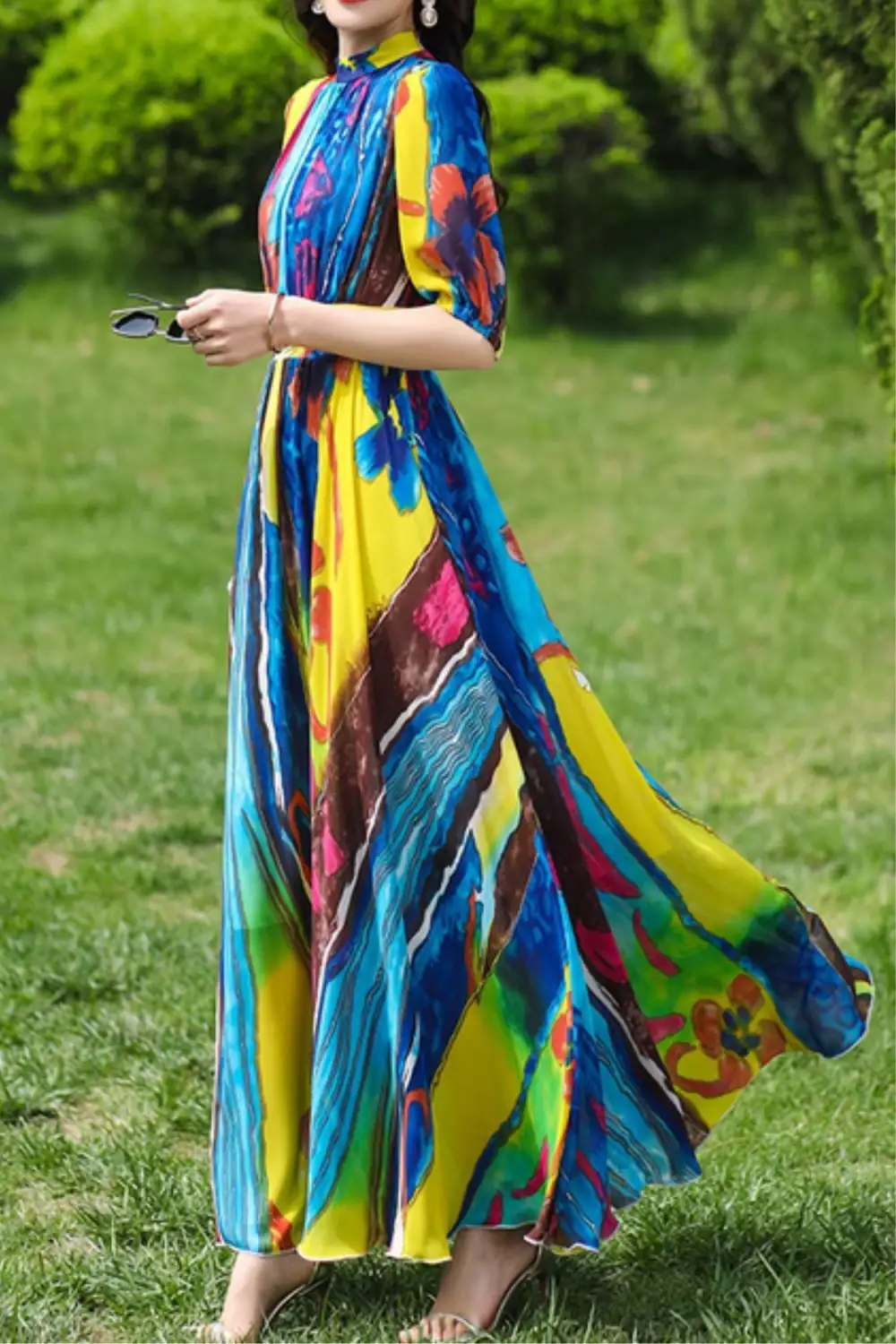 Printed Chiffon Maxi Dress