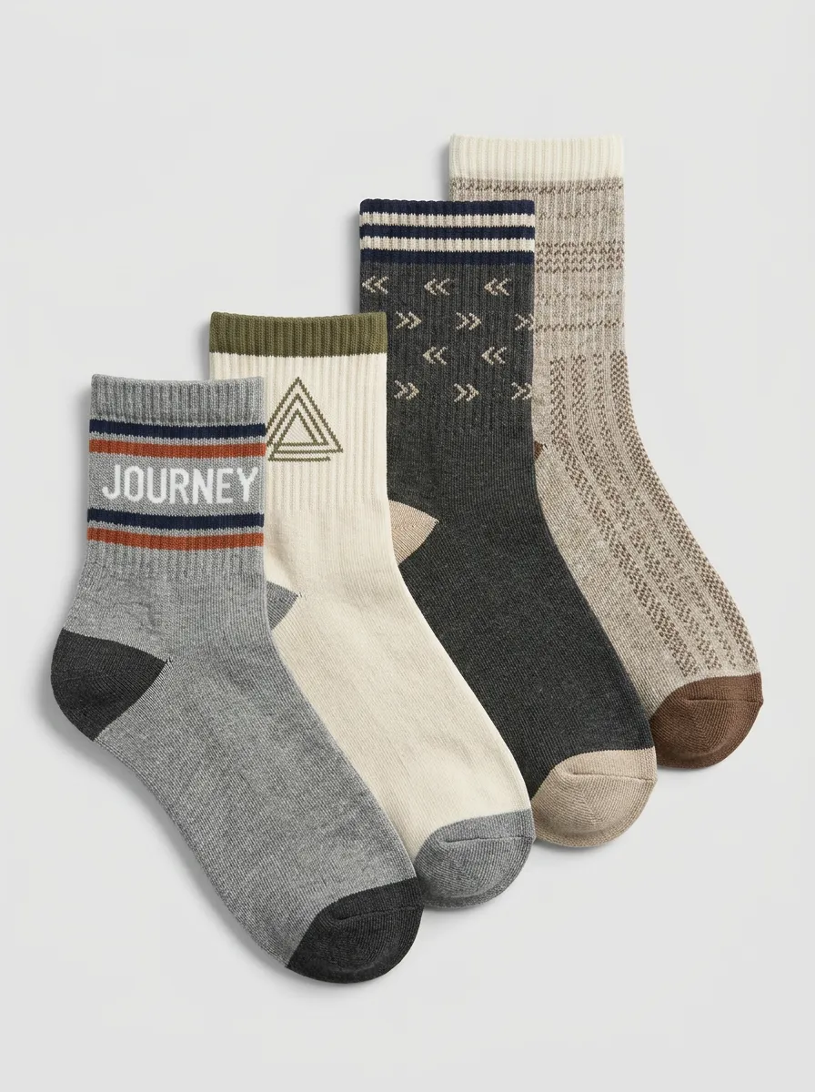 Unisex Sport-Inspired Four Pair Socks