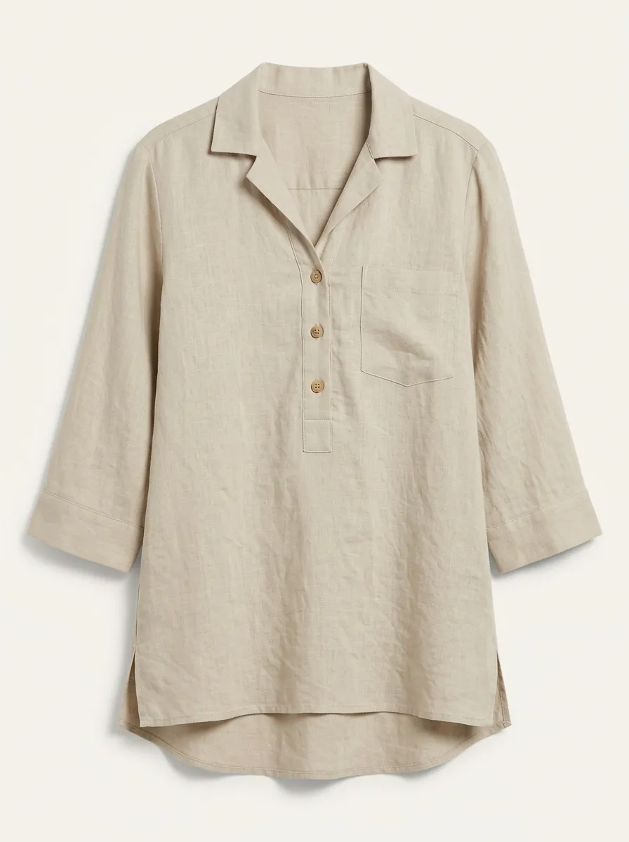 Women's Linen Blend Denim Cotton Blouse