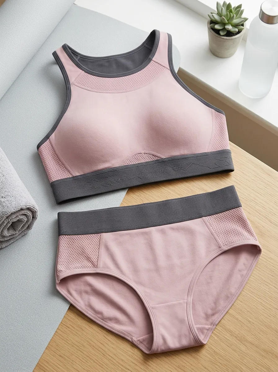 Women's Sporty Mesh Panel Dusty Lingerie Set