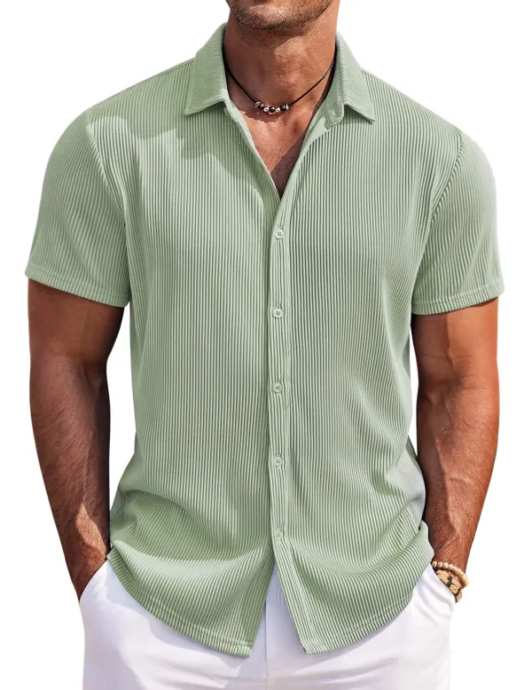 Structured Short Sleeve Button Front Shirt