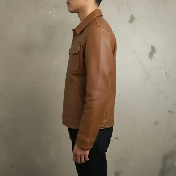 Leather Trucker Pebbled Jacket