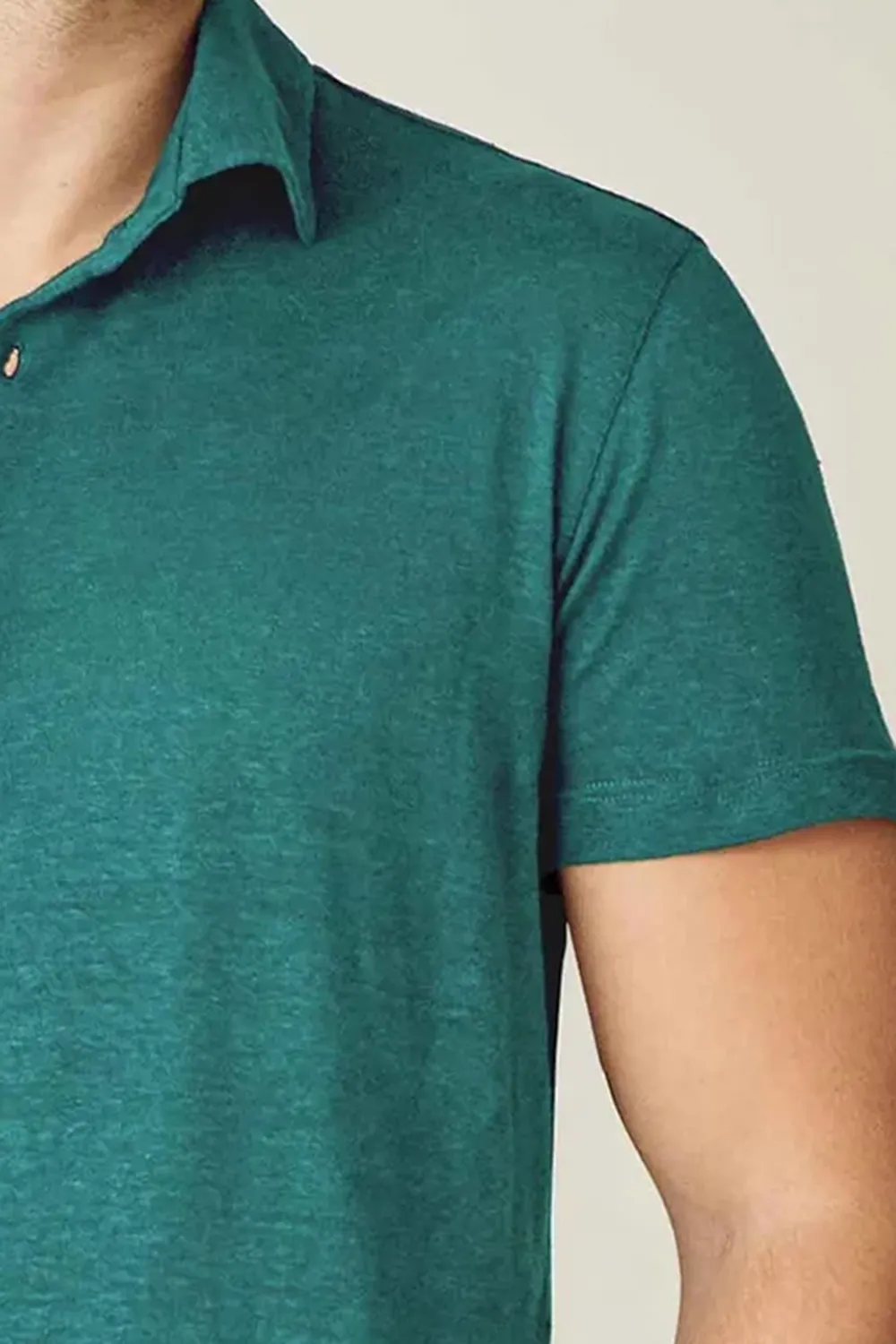 Breathable Polo Linen Jersey-Green