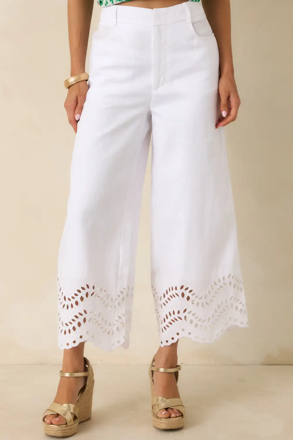 Embroidered Wide Leg Wide Leg Pants