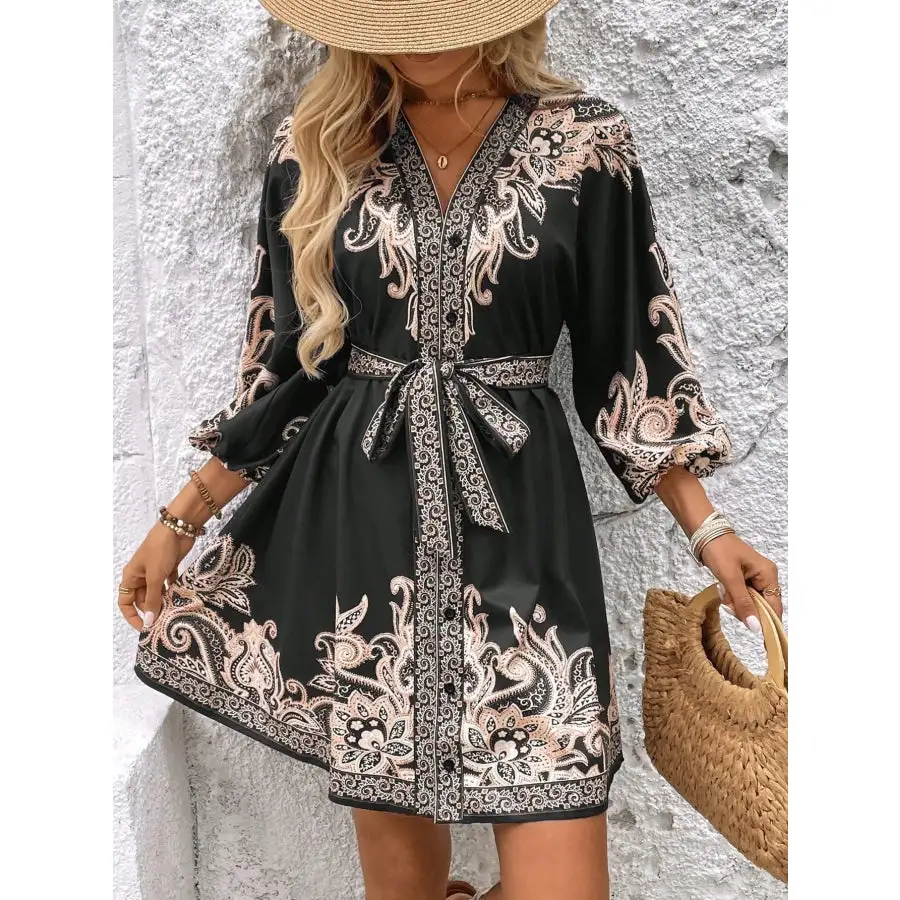 Easy Everyday V-Neck Balloon Sleeve Mini Dress
