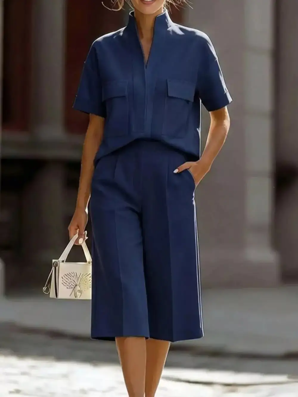 Full Size Short Sleeve Top and Wide Leg Pants