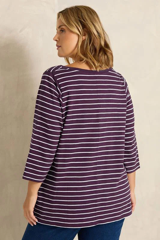 Berry Red Stripe Cotton T-Shirt detail 2