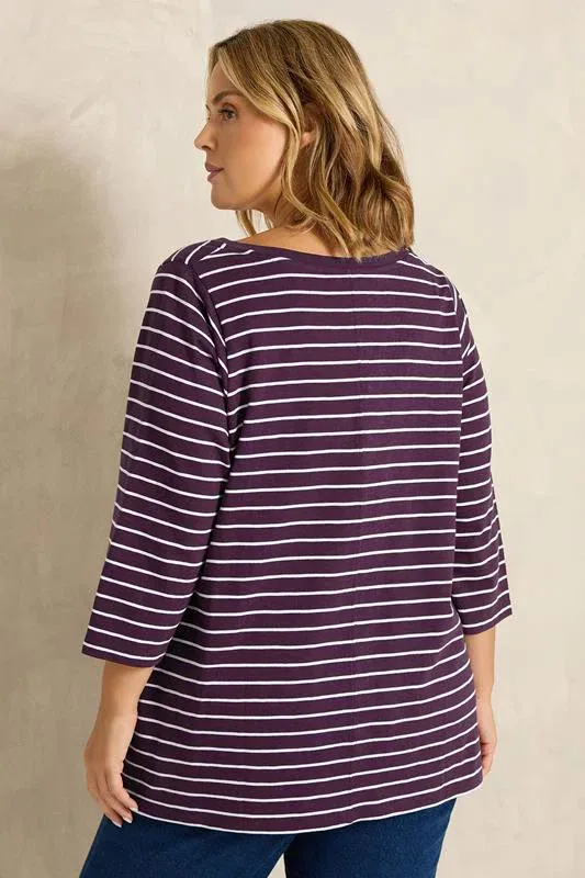 Berry Red Stripe Cotton T-Shirt