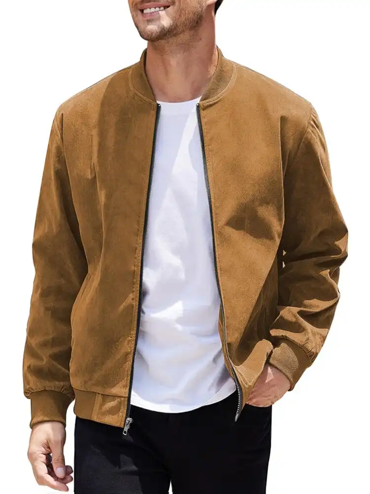 Vintage Suede Bomber Jacket
