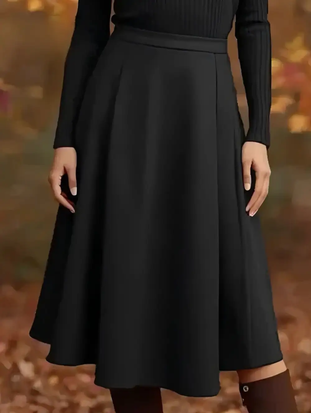 High Waist Pleated Midi Skirt