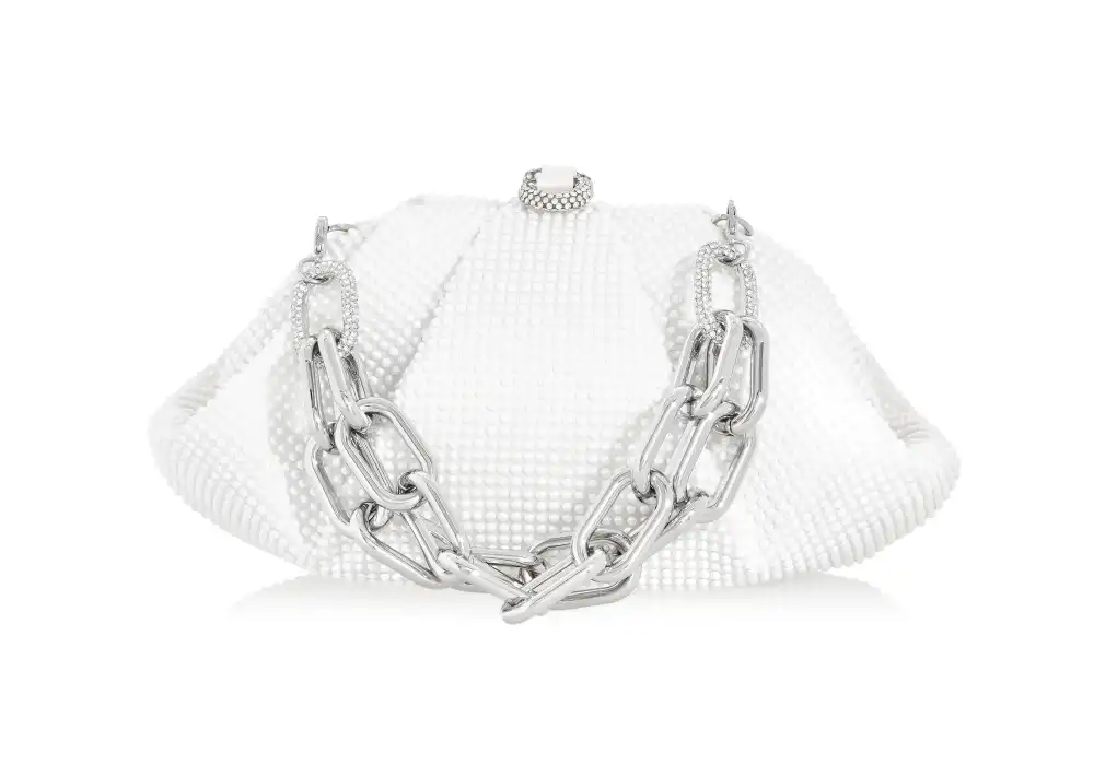 Refined Rounded Frame Embellished Clutch