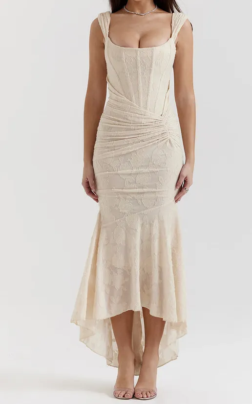 Lace Ruched Bodycon Dress