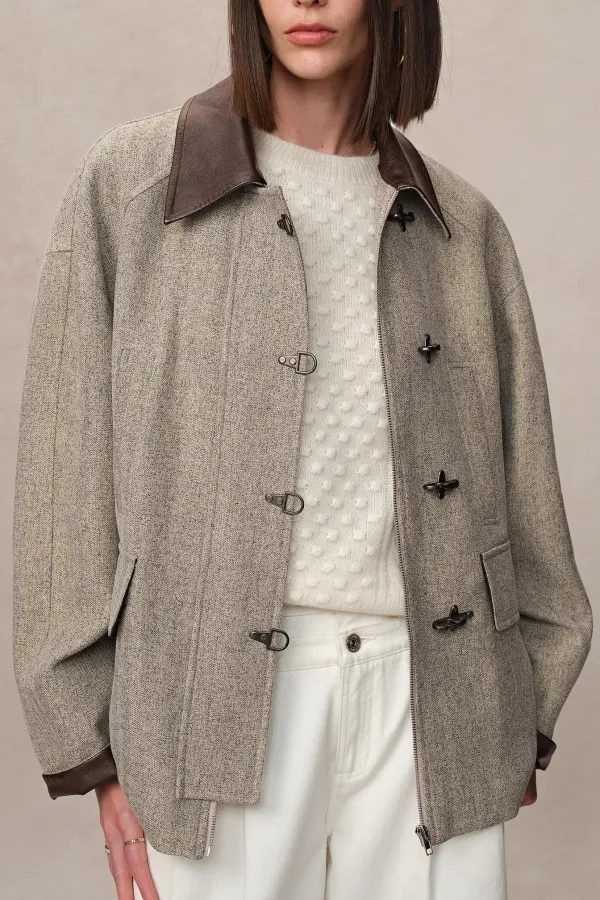 Boxy Herringbone Utility Jacket