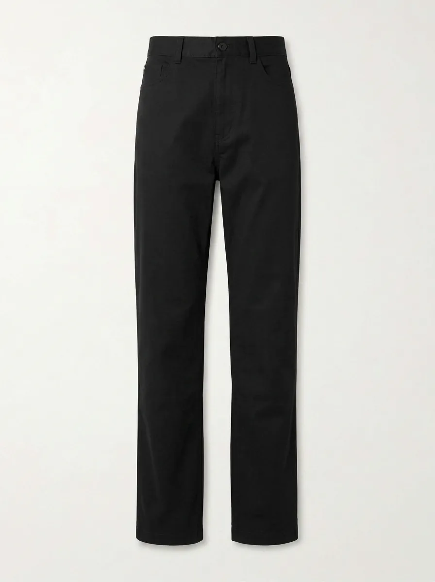 Women's Minimalist Black Solid Mid-Rise Straight Leg Pants