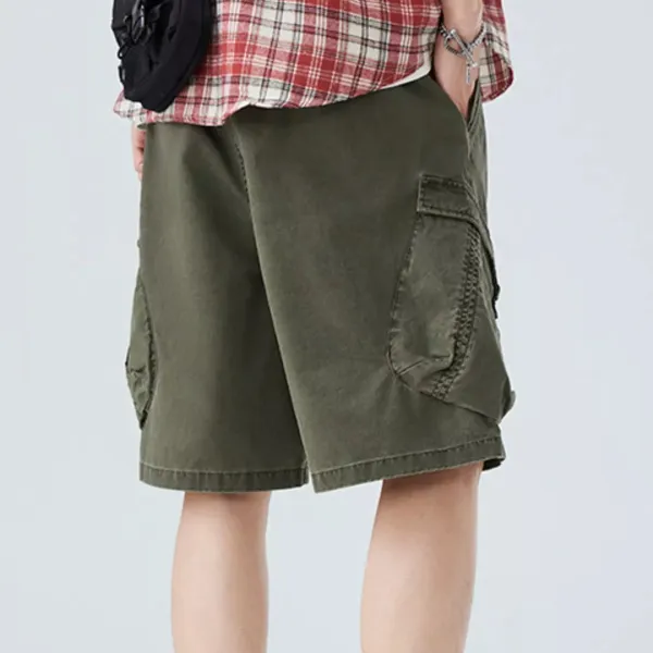 Pocket Detail Vintage Inspired Washed Cargo Shorts