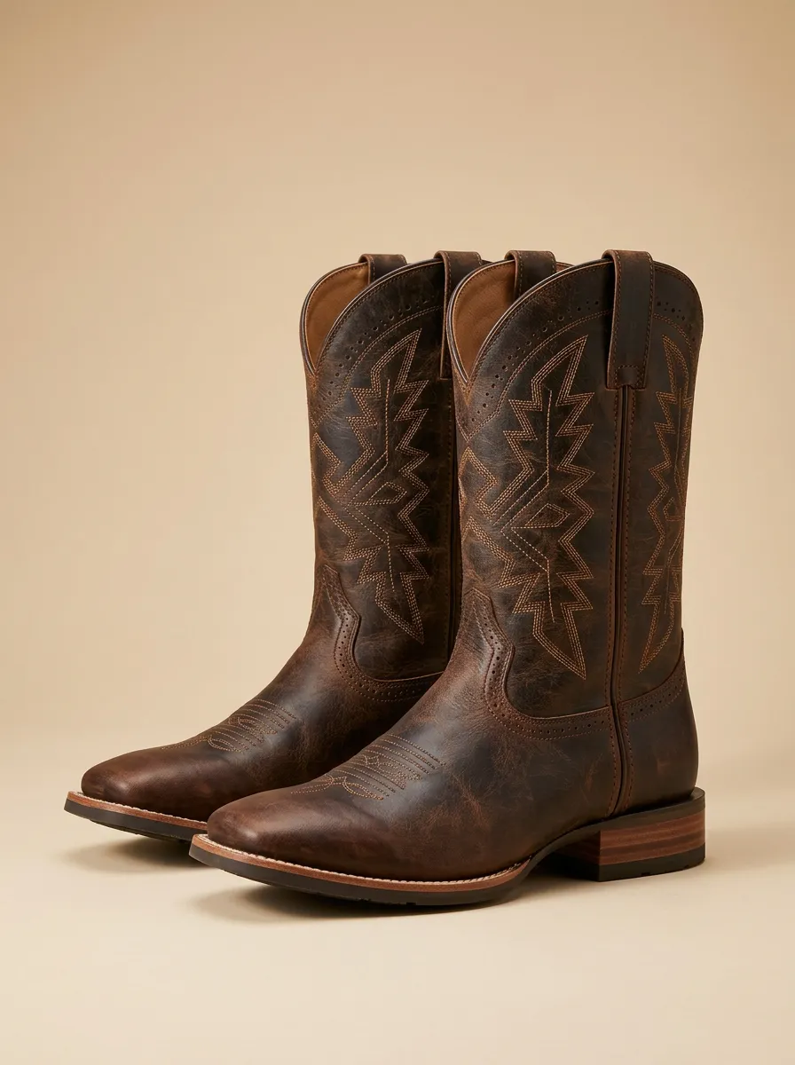 Men's Western Cowboy Embroidered Distressed Boots