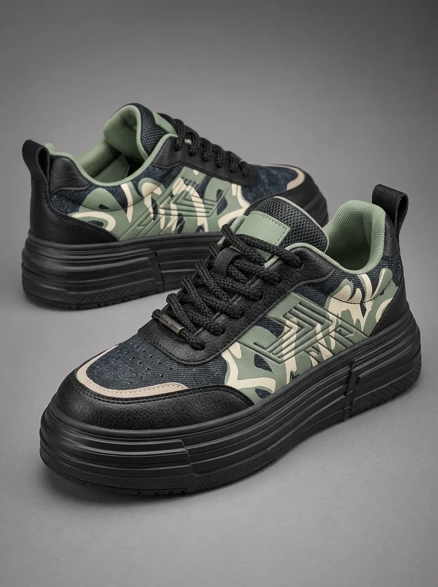 Men's Polished Camouflage Patterned Dynamic Skate Shoes