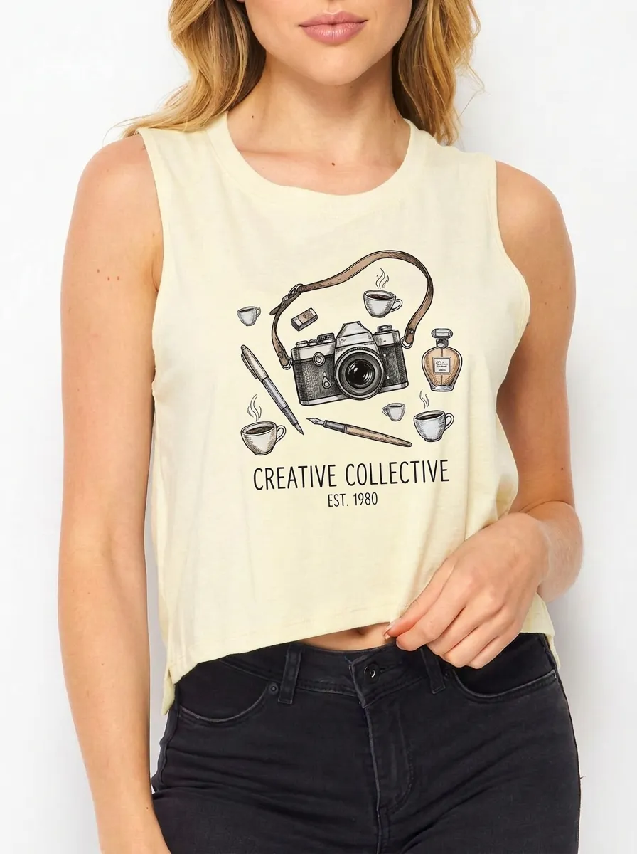 Women's Photographer Artist Creative Collective Camera Coffee Graphic Tank Top