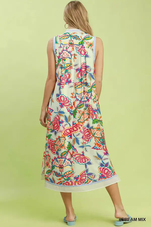 Sleeveless Paisley Sleeveless Midi Dress