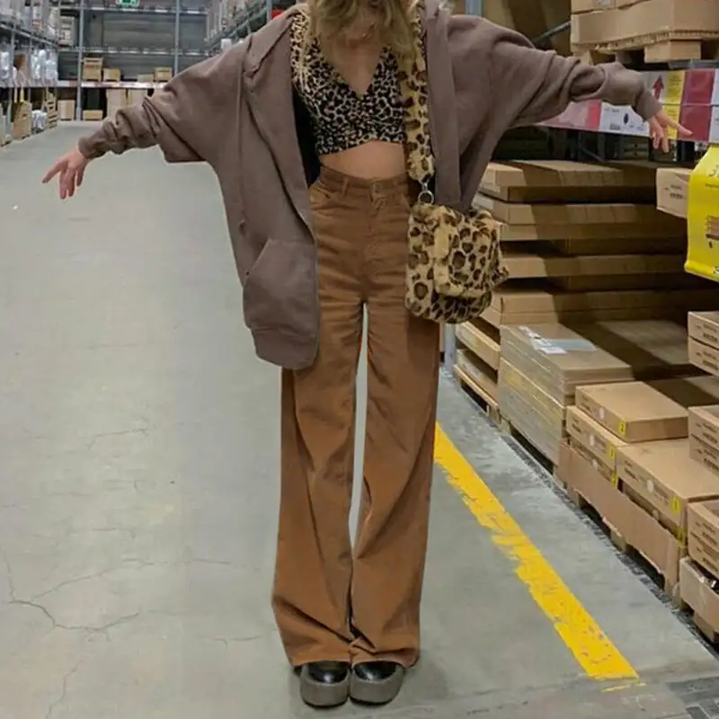 Slim Straight Wide Leg Trousers Pants