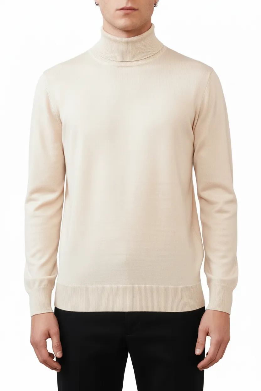 Polished Slim Fit Viscose Turtleneck Sweater