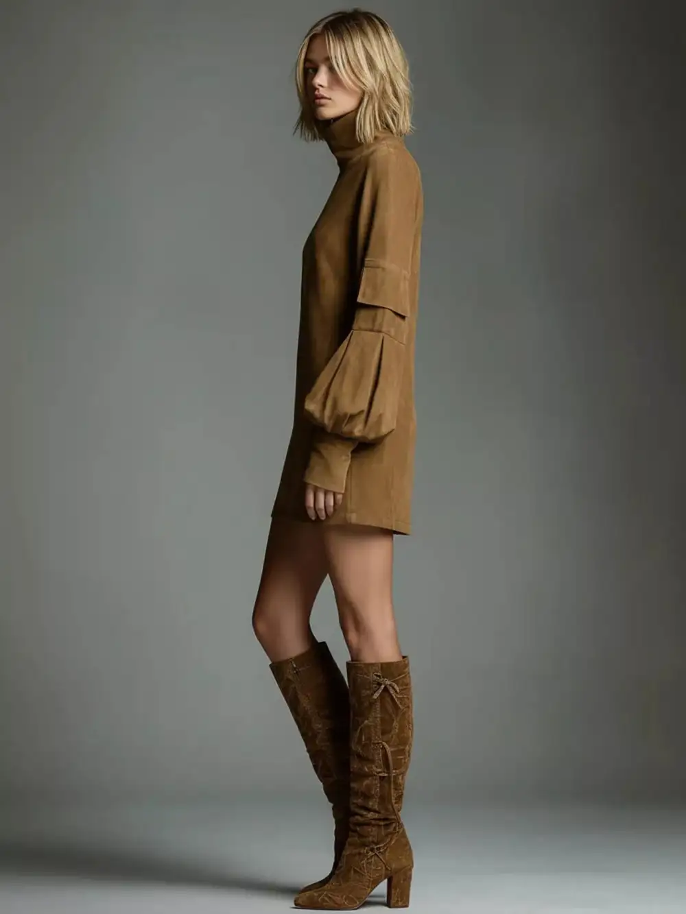 Lantern Sleeve Mini Dress