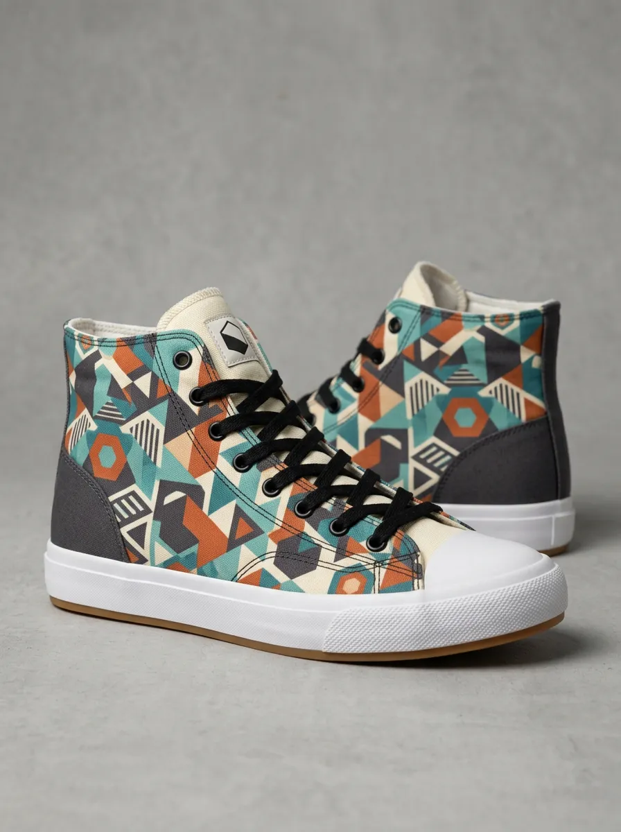 Classic Geometric Pattern Abstract Art Printed Canvas Shoes