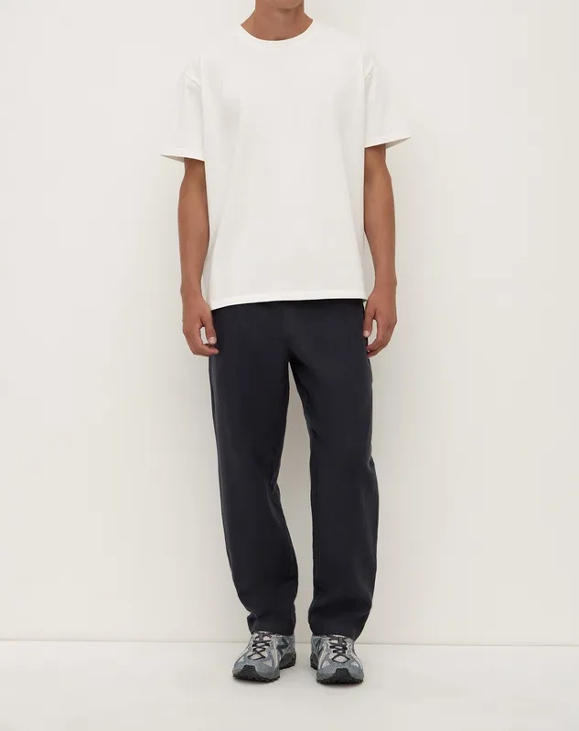 Navy Linen Drawstring Pants